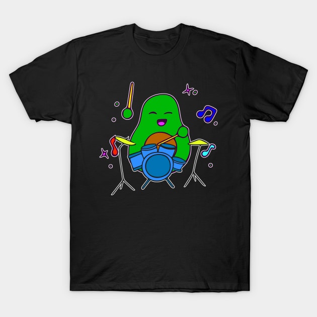 Funny Avocado Cute Clipart Veggies - Musical Beats Drummer T-Shirt by MaystarUniverse